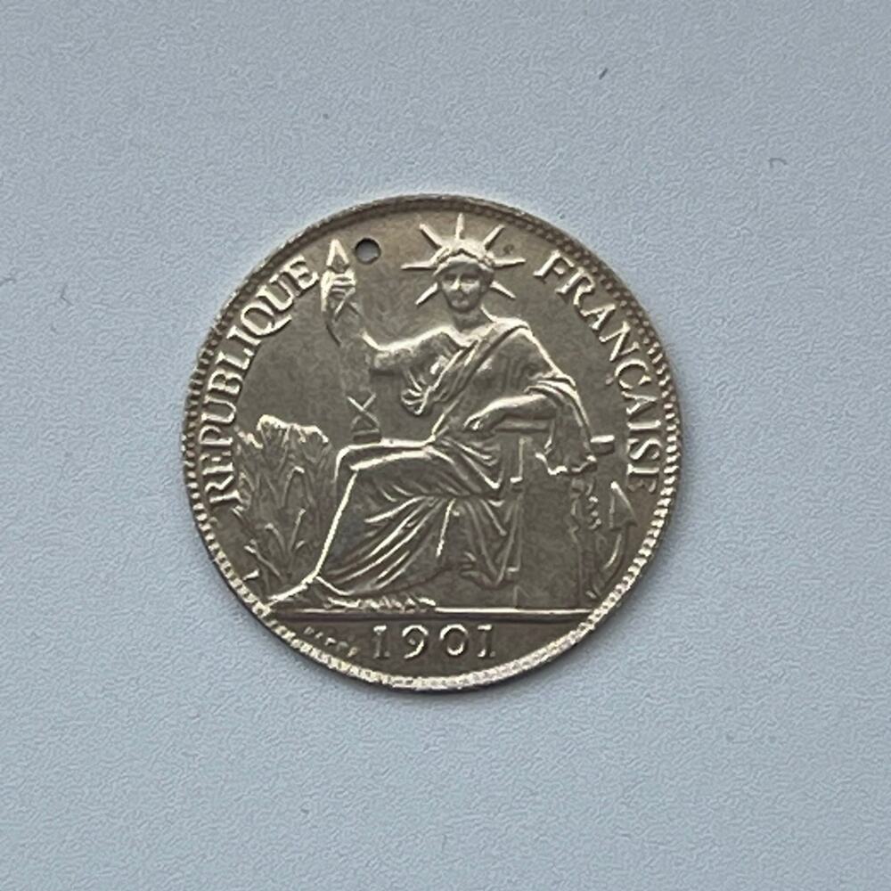 FRENCH INDO-CHINA 20 CENTS SILVER 1901 VERY RARE